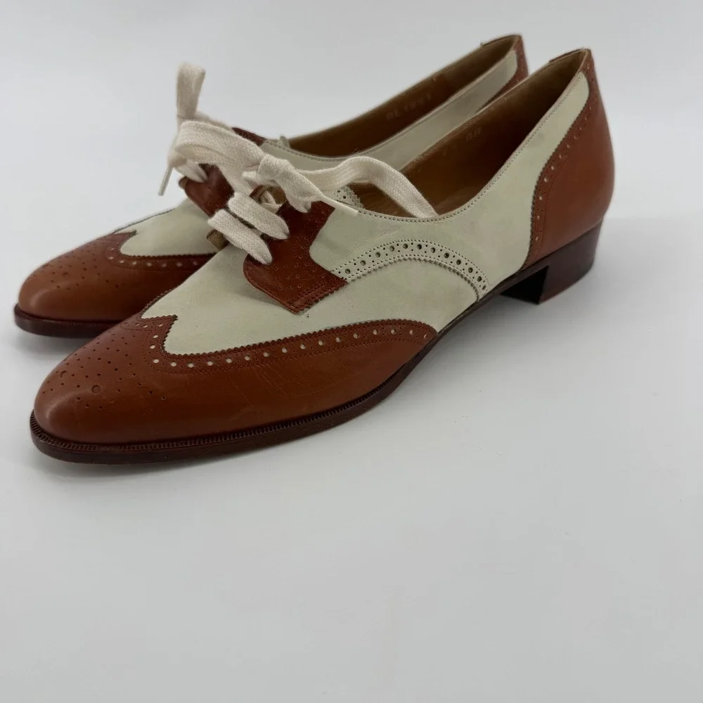 Vintage Polo Ralph Lauren Wingtip Oxfords Womens Size 7.5 AA Made In Italy